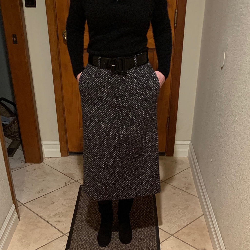 Theory Midi Length Black And White Tweed Skirt